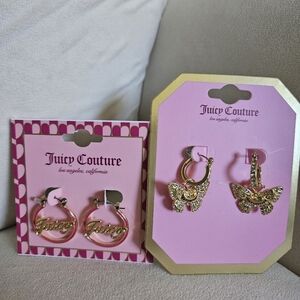 Juicy Couture Gold Hoop and Butterfly Earrings Set
